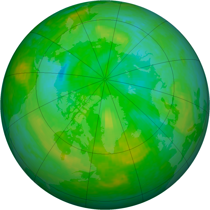 Arctic ozone map for 19 July 1990